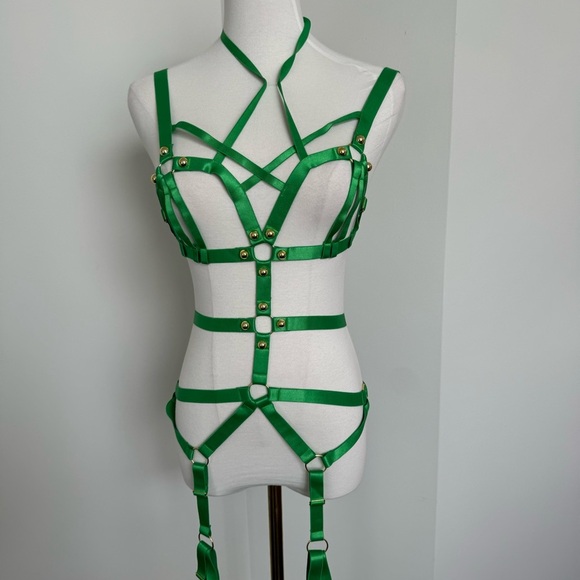 NEW Full Body Harness Lingerie Set Strappy Bra Gothic Punk Festival  Wear S-XXL - Picture 3 of 6